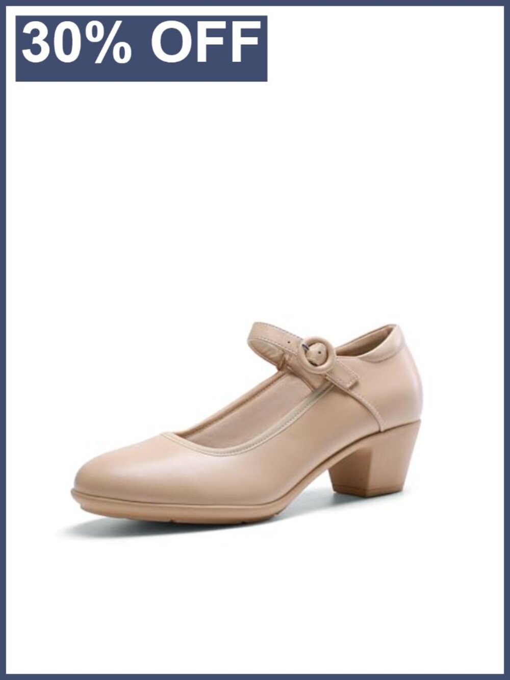 Women's Mary Jane Block Heel Dress Pumps with Buckle
